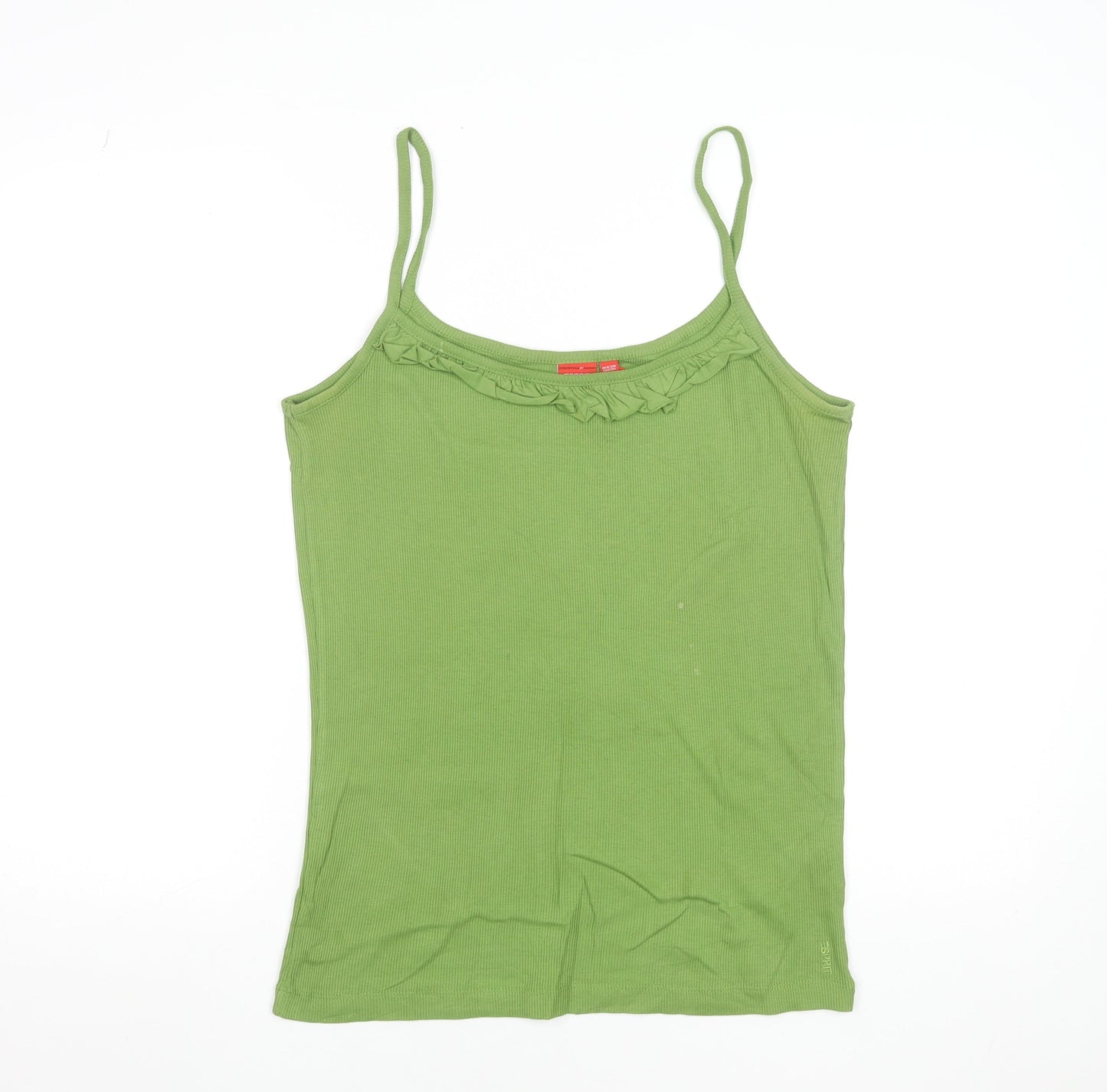Esprit Women Green Cotton Ruffle Camisole Tank Top Size XL