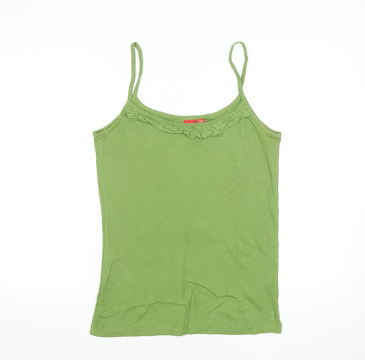 Esprit Women Green Cotton Ruffle Camisole Tank Top Size XL