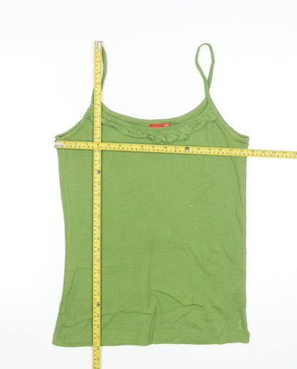 Esprit Women Green Cotton Ruffle Camisole Tank Top Size XL