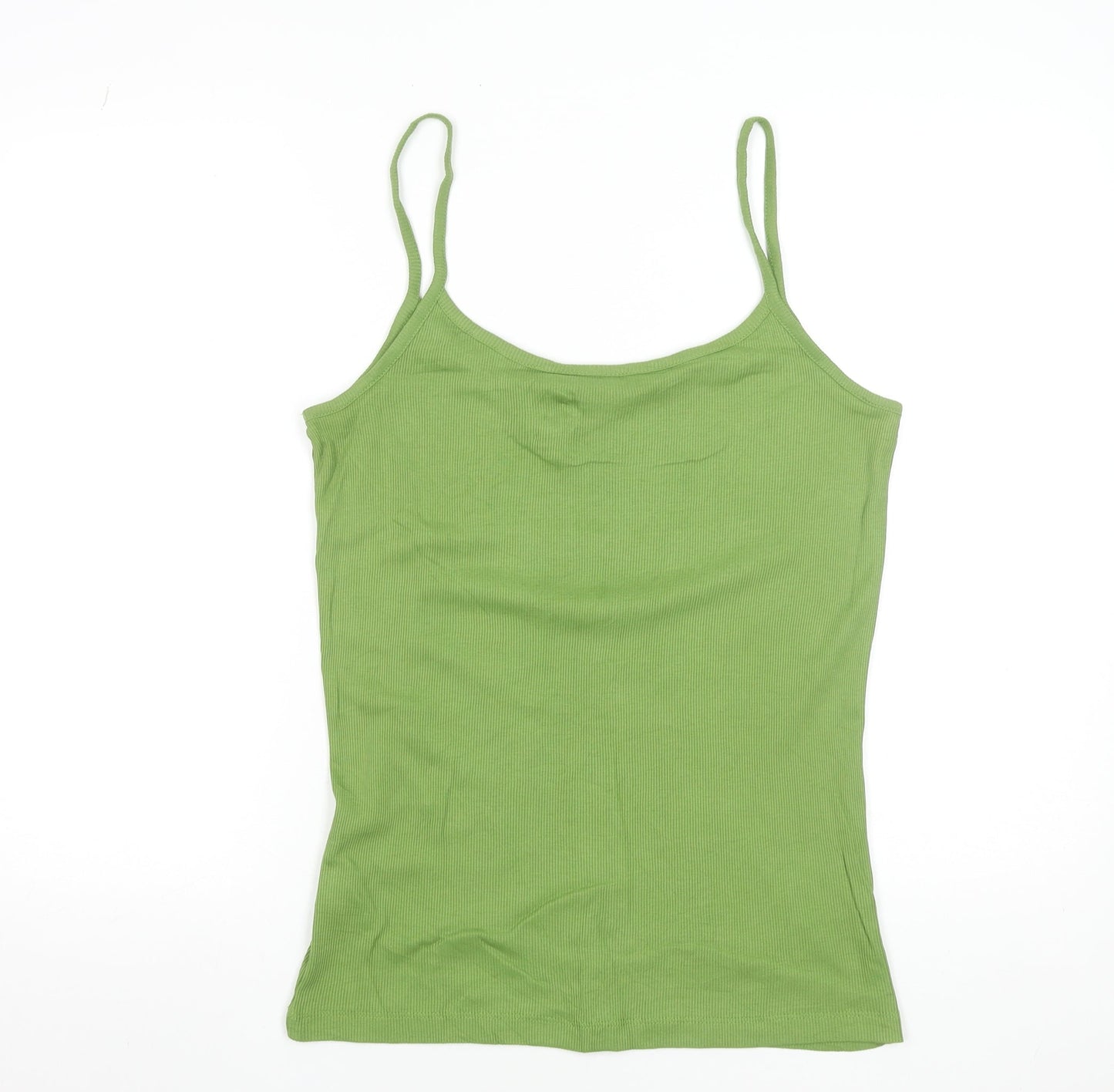 Esprit Women Green Cotton Ruffle Camisole Tank Top Size XL