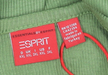 Esprit Women Green Cotton Ruffle Camisole Tank Top Size XL