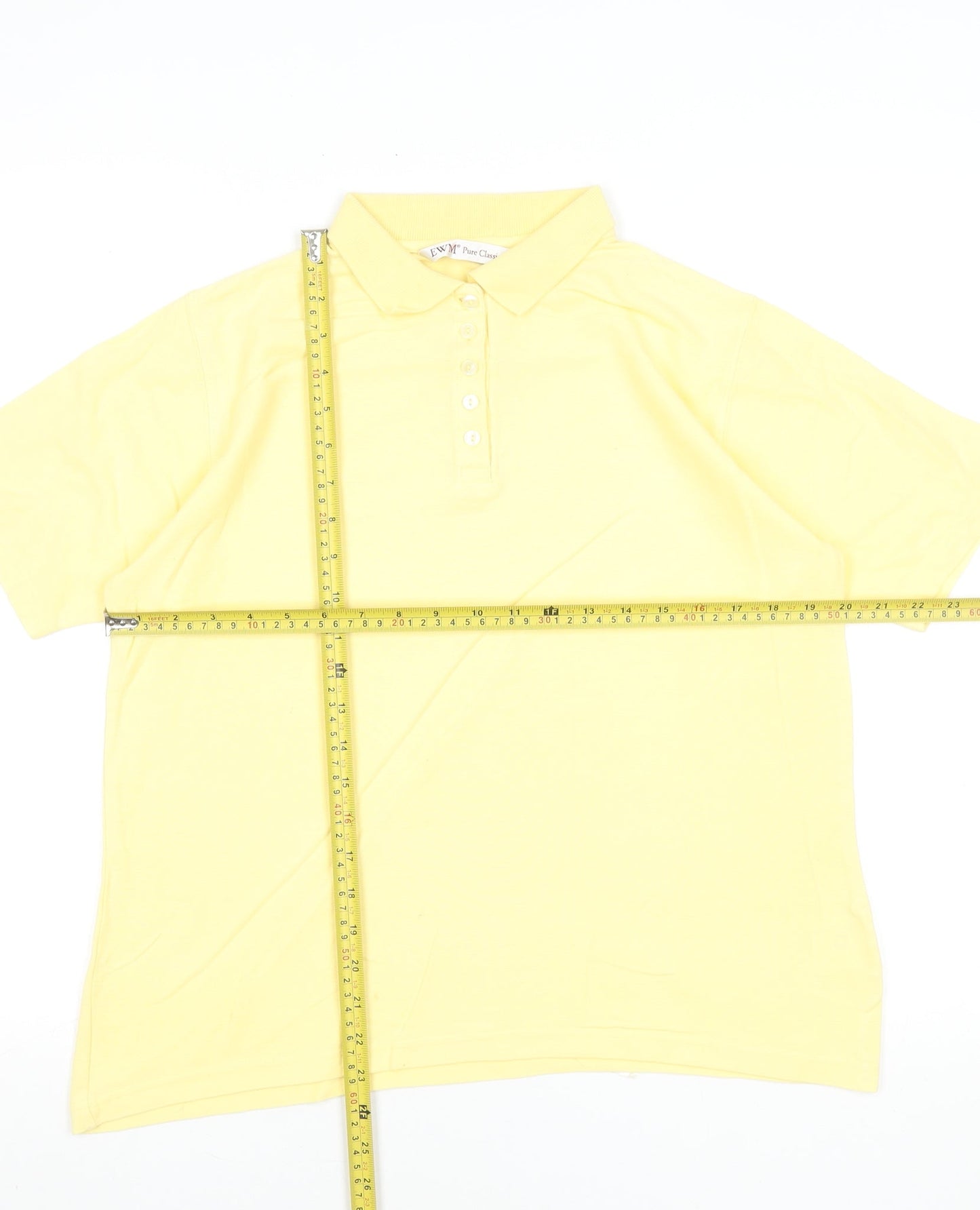 EWM Pure Classics Women's Yellow 100% Cotton Short Sleeve Polo Shirt M 14-16