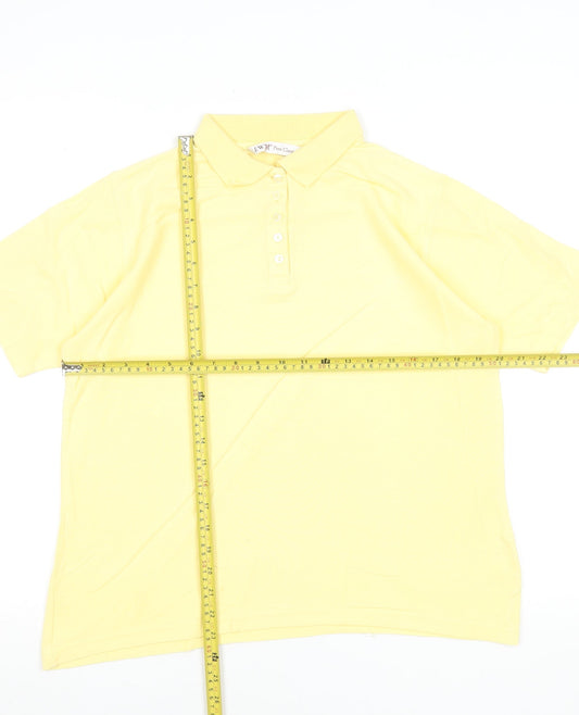 EWM Pure Classics Women's Yellow 100% Cotton Short Sleeve Polo Shirt M 14-16