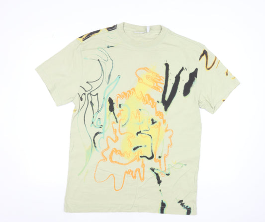 Weekday Men's Beige Art Print Graphic T-Shirt Size S