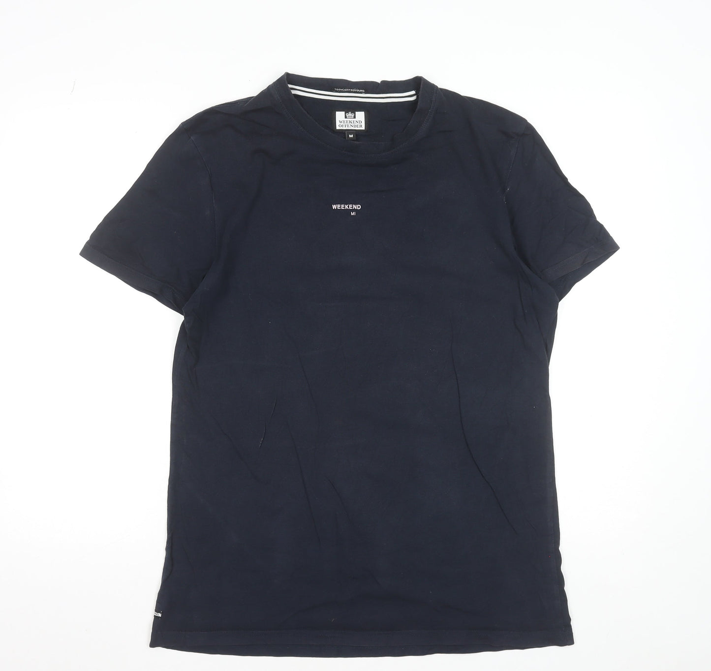 Weekend Offender Men's Navy Blue Cotton Crew Neck T-Shirt M