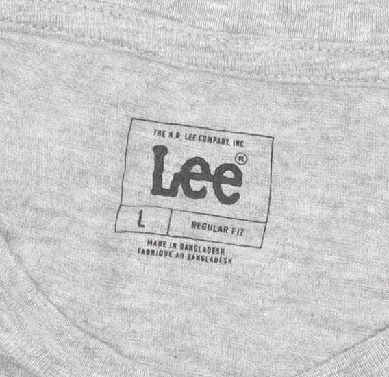 Lee Men's Grey Graphic Palm Tree Regular Fit T-Shirt L