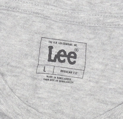 Lee Men's Grey Graphic Palm Tree Regular Fit T-Shirt L