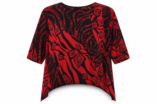 Womens UK Size 22 Saloos Red Tunic Blouse