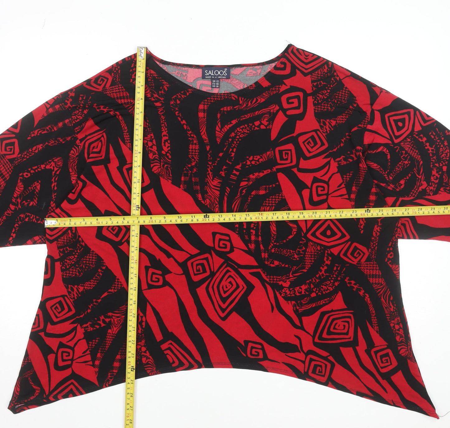 Womens UK Size 22 Saloos Red Tunic Blouse