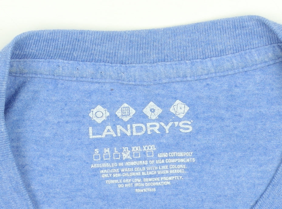 Landry’s Men’s Blue XL Crew Neck Funny Graphic T-Shirt