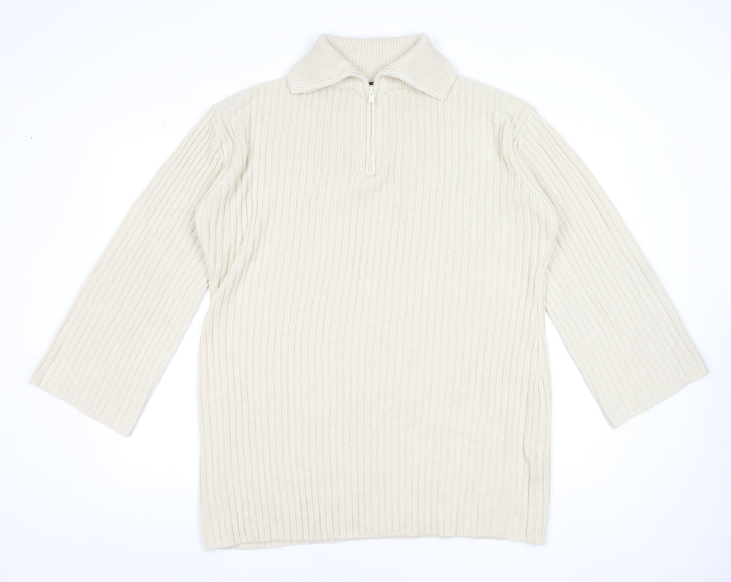 Womens UK Size 12 Threadbare Beige Half Zip Jumper