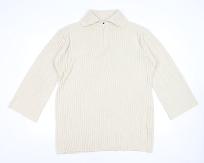 Womens UK Size 12 Threadbare Beige Half Zip Jumper