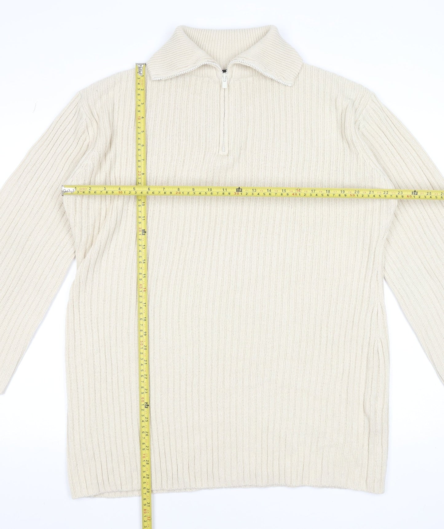 Womens UK Size 12 Threadbare Beige Half Zip Jumper