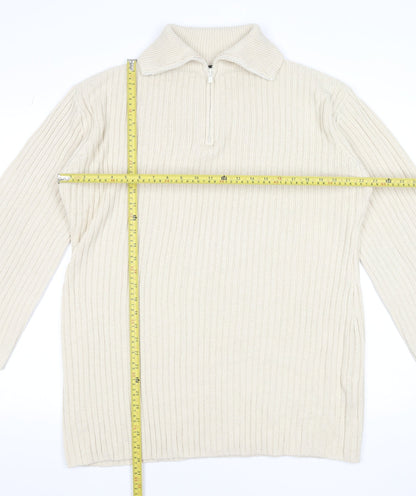 Womens UK Size 12 Threadbare Beige Half Zip Jumper