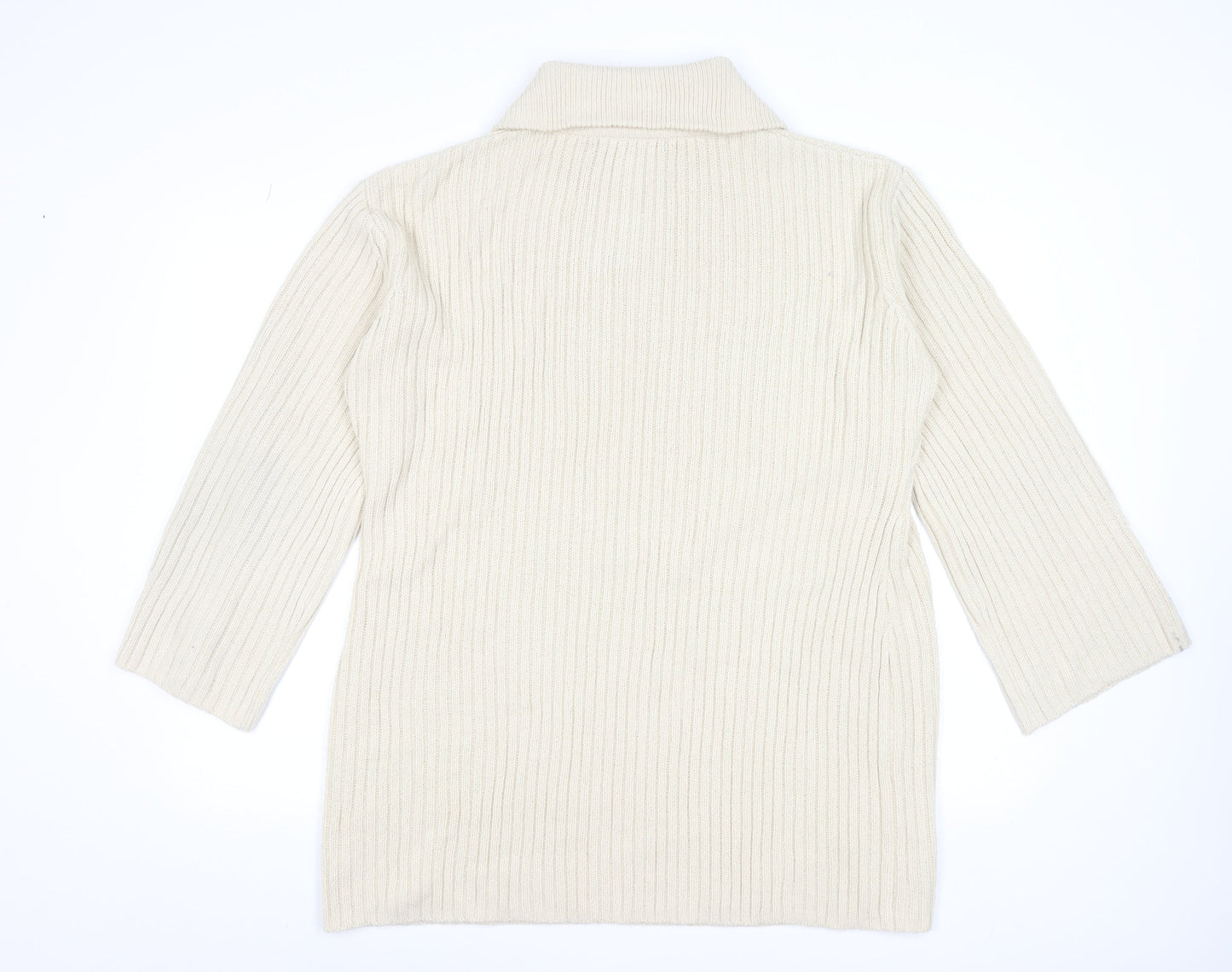 Womens UK Size 12 Threadbare Beige Half Zip Jumper