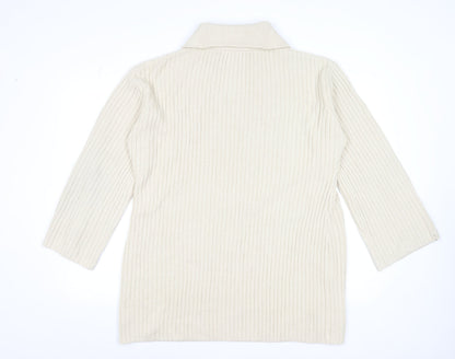 Womens UK Size 12 Threadbare Beige Half Zip Jumper