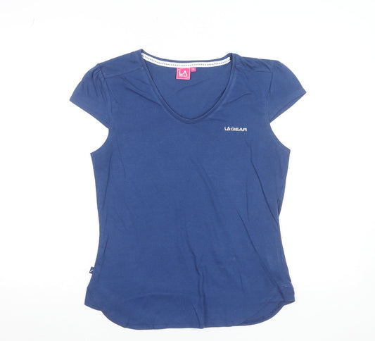 LA Gear Women's Blue V-Neck Short Sleeve T-Shirt Size 14