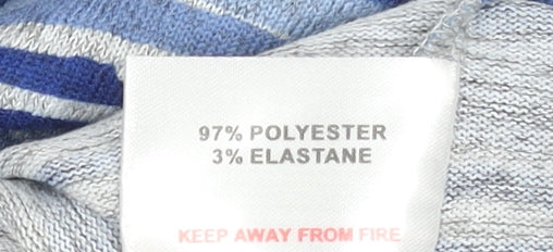 Isle Collection Women Blue Striped Long Sleeve Stretch Top Size S