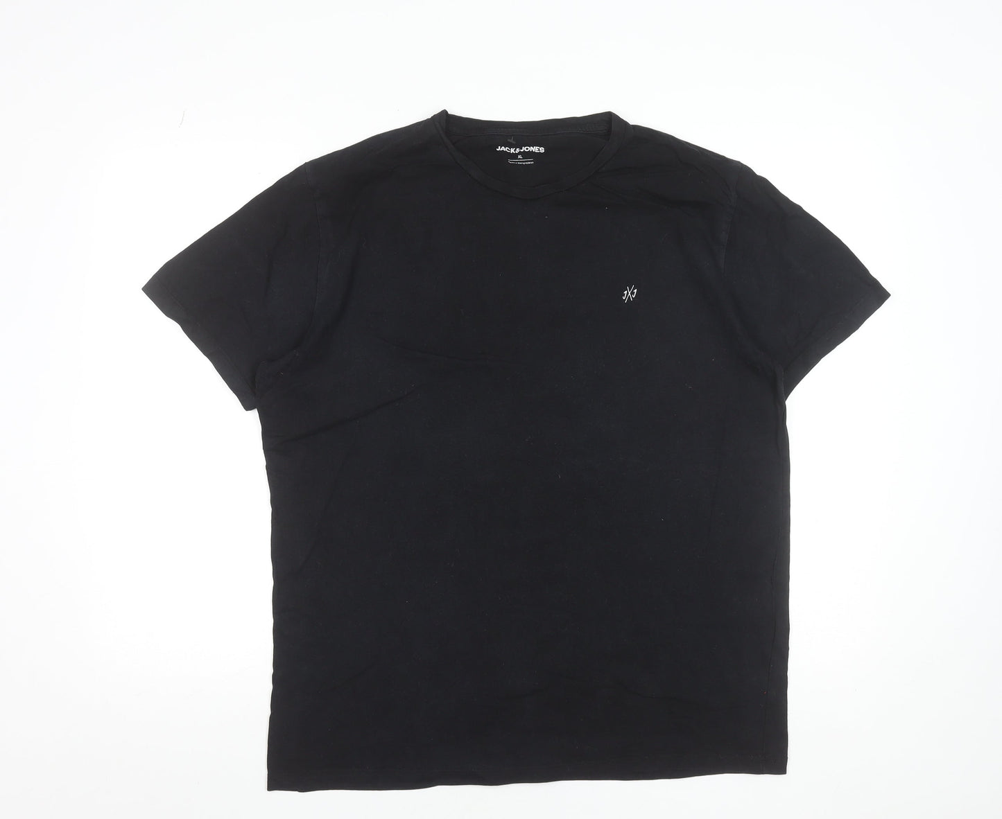 Jack & Jones Mens Black XL Crew Neck Cotton T-Shirt