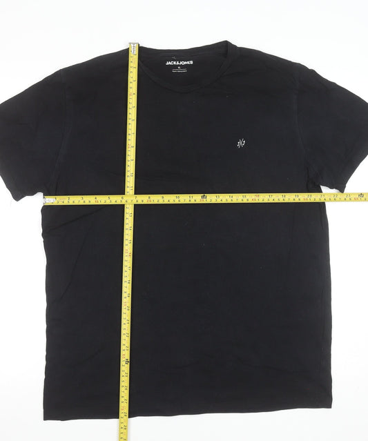 Jack & Jones Mens Black XL Crew Neck Cotton T-Shirt