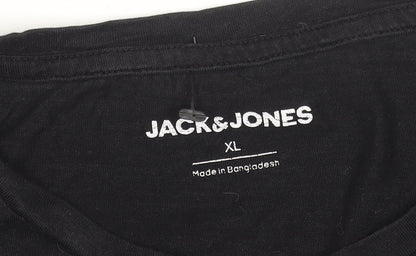 Jack & Jones Mens Black XL Crew Neck Cotton T-Shirt