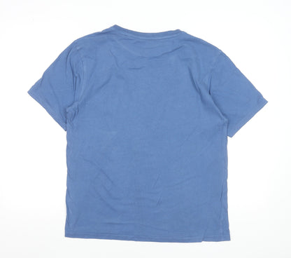 Mantaray Men's Blue Graphic Wave Cotton T-Shirt Size S