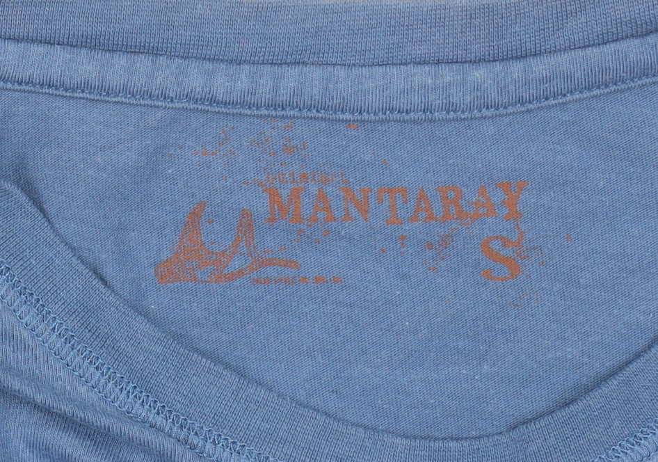 Mantaray Men's Blue Graphic Wave Cotton T-Shirt Size S