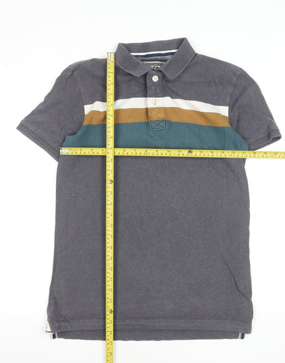 FatFace Men's Grey Striped Cotton Polo Shirt Size XS