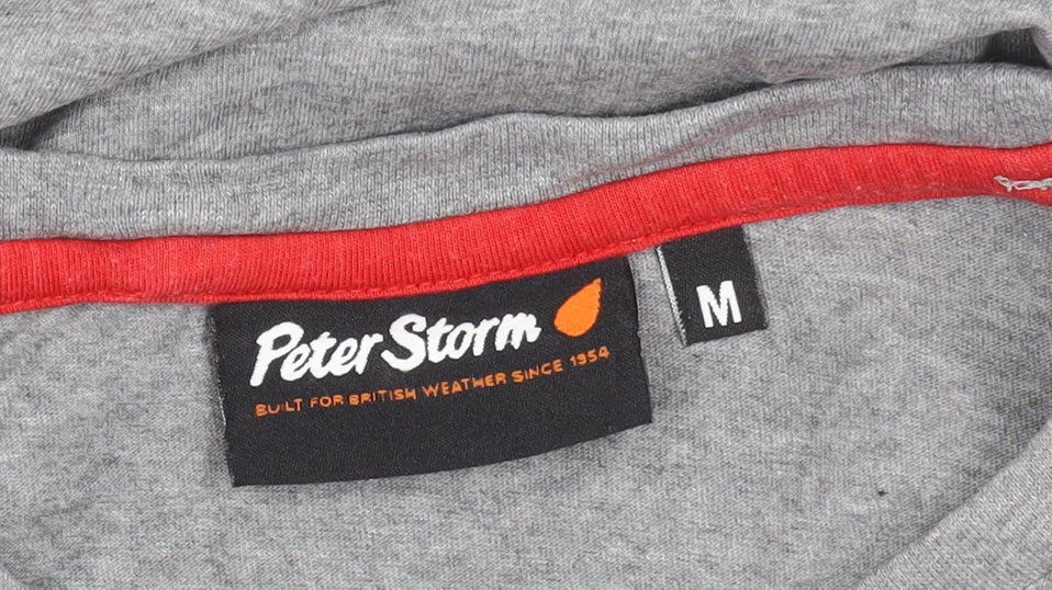 Peter Storm Men’s Grey Union Jack Graphic Cotton T-Shirt Size M
