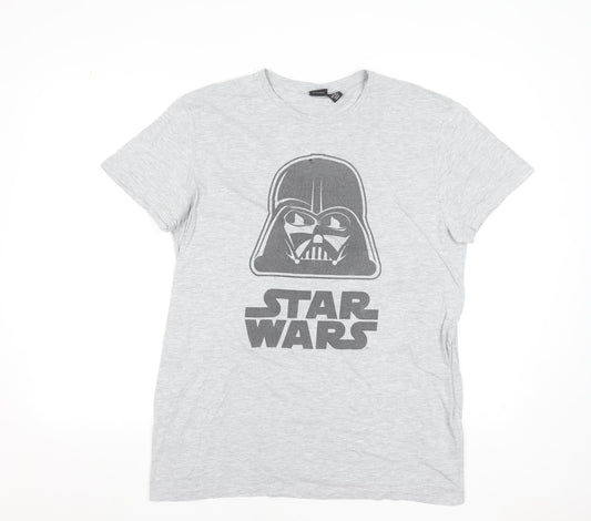 Star Wars Men's Grey Darth Vader Graphic T-Shirt XL Movie Tee