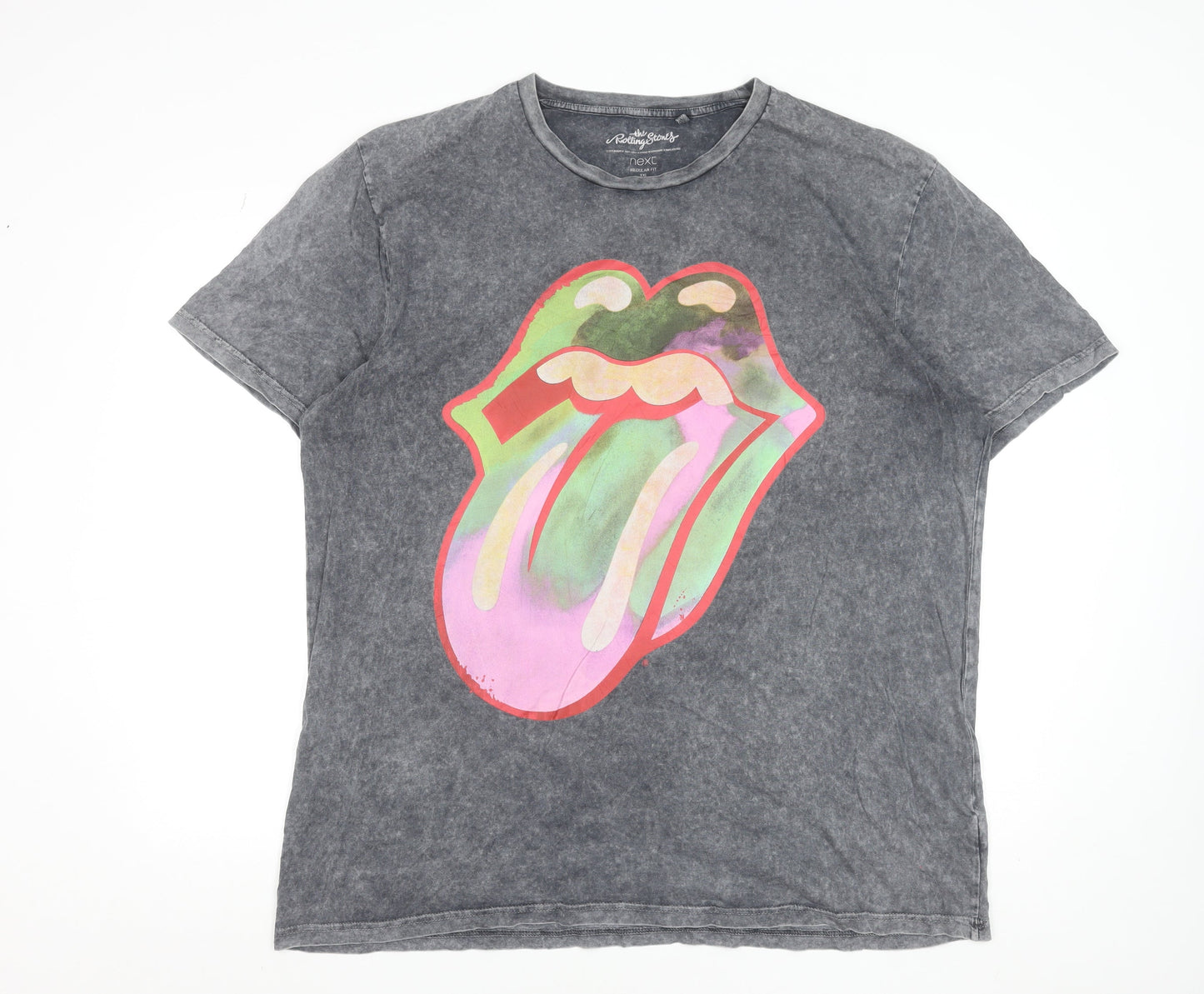 Next Men’s Grey Rolling Stones Band T-Shirt 2XL Regular Fit Cotton