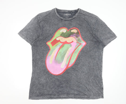 Next Men’s Grey Rolling Stones Band T-Shirt 2XL Regular Fit Cotton