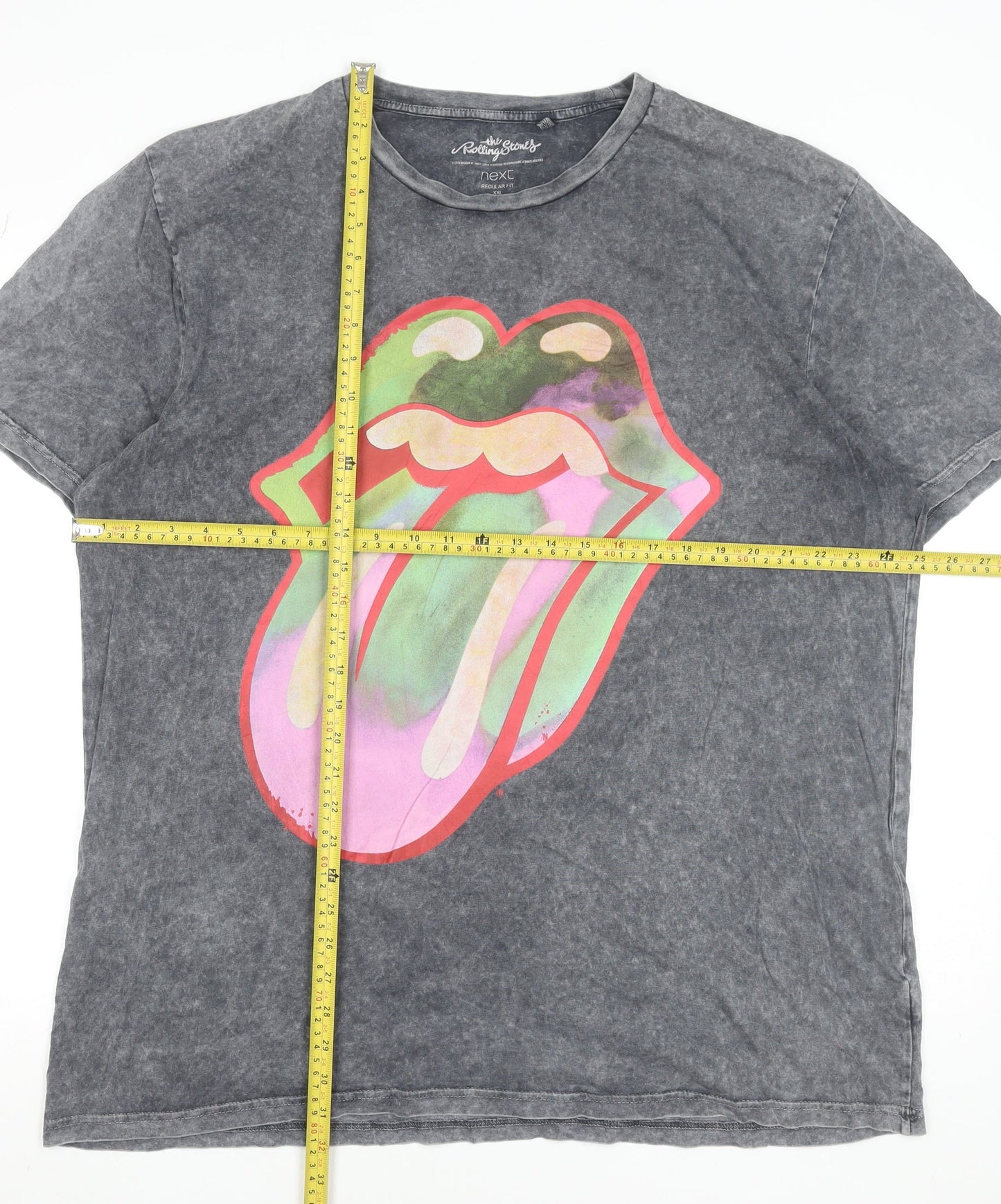 Next Men’s Grey Rolling Stones Band T-Shirt 2XL Regular Fit Cotton