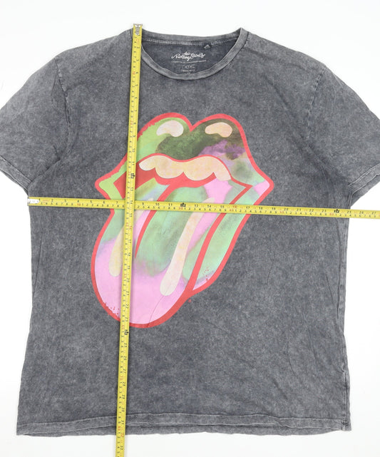 Next Men’s Grey Rolling Stones Band T-Shirt 2XL Regular Fit Cotton