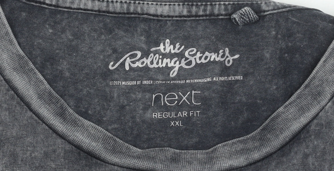 Next Men’s Grey Rolling Stones Band T-Shirt 2XL Regular Fit Cotton