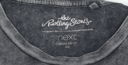 Next Men’s Grey Rolling Stones Band T-Shirt 2XL Regular Fit Cotton