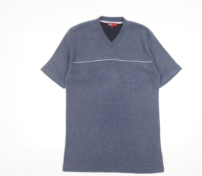 Whispering Smith Men's Blue V-Neck Short Sleeve Knit T-Shirt Size L