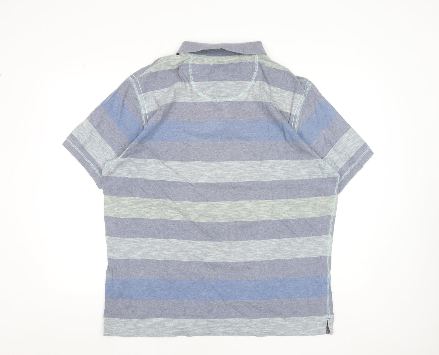 Marks and Spencer Men’s Blue Striped Cotton Polo Shirt XL