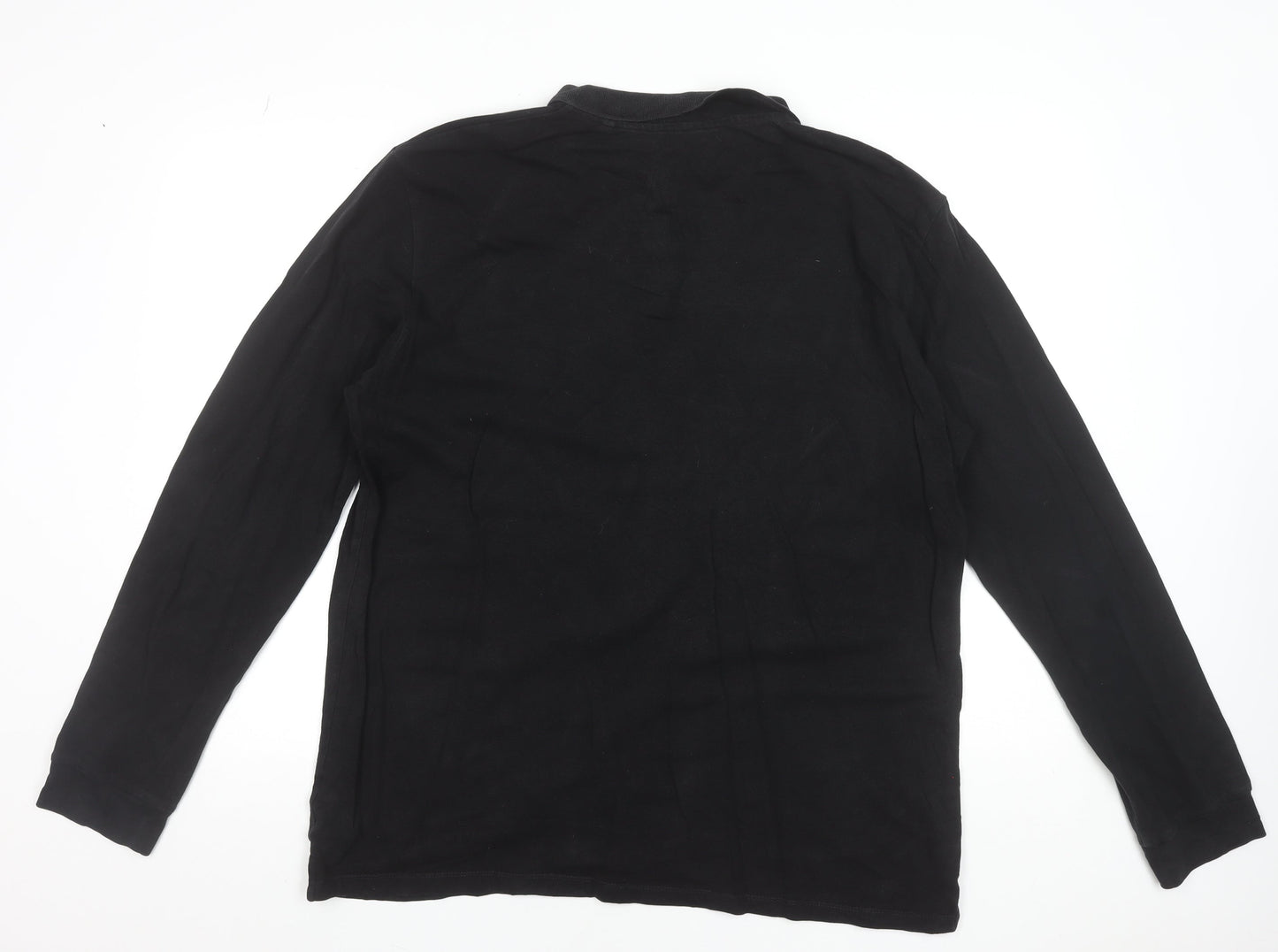 Next Men’s Black Long Sleeve Cotton Stretch Polo Shirt XL