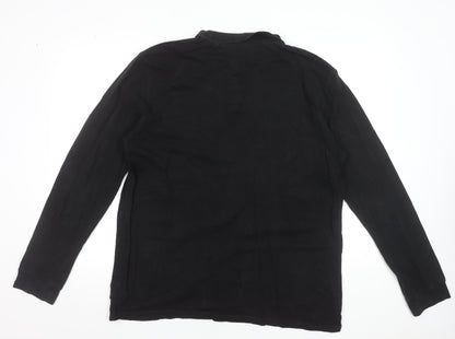 Next Men’s Black Long Sleeve Cotton Stretch Polo Shirt XL