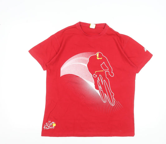 Le Tour de France Men's Red Cotton Cycling Graphic T-Shirt Size S