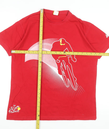 Le Tour de France Men's Red Cotton Cycling Graphic T-Shirt Size S