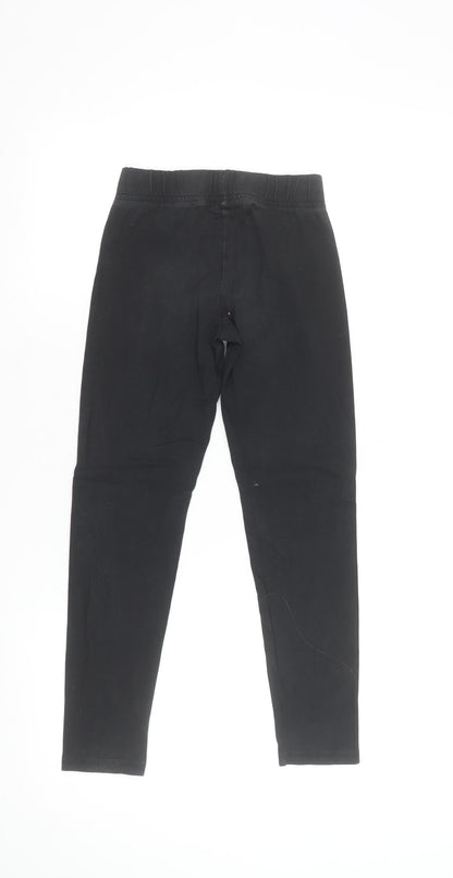 adidas Girls Black Ankle Leggings Size 10 Years Stretch Cotton Blend