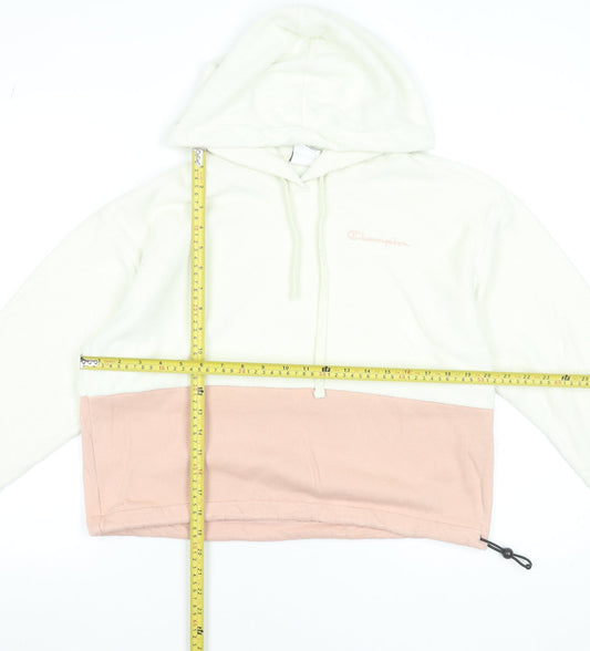 Champion Women's Beige & Pink Pullover Hoodie Size M Colourblock