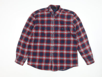 Watsons Men's Blue Red Check Flannel Lined Cotton Shirt Size L