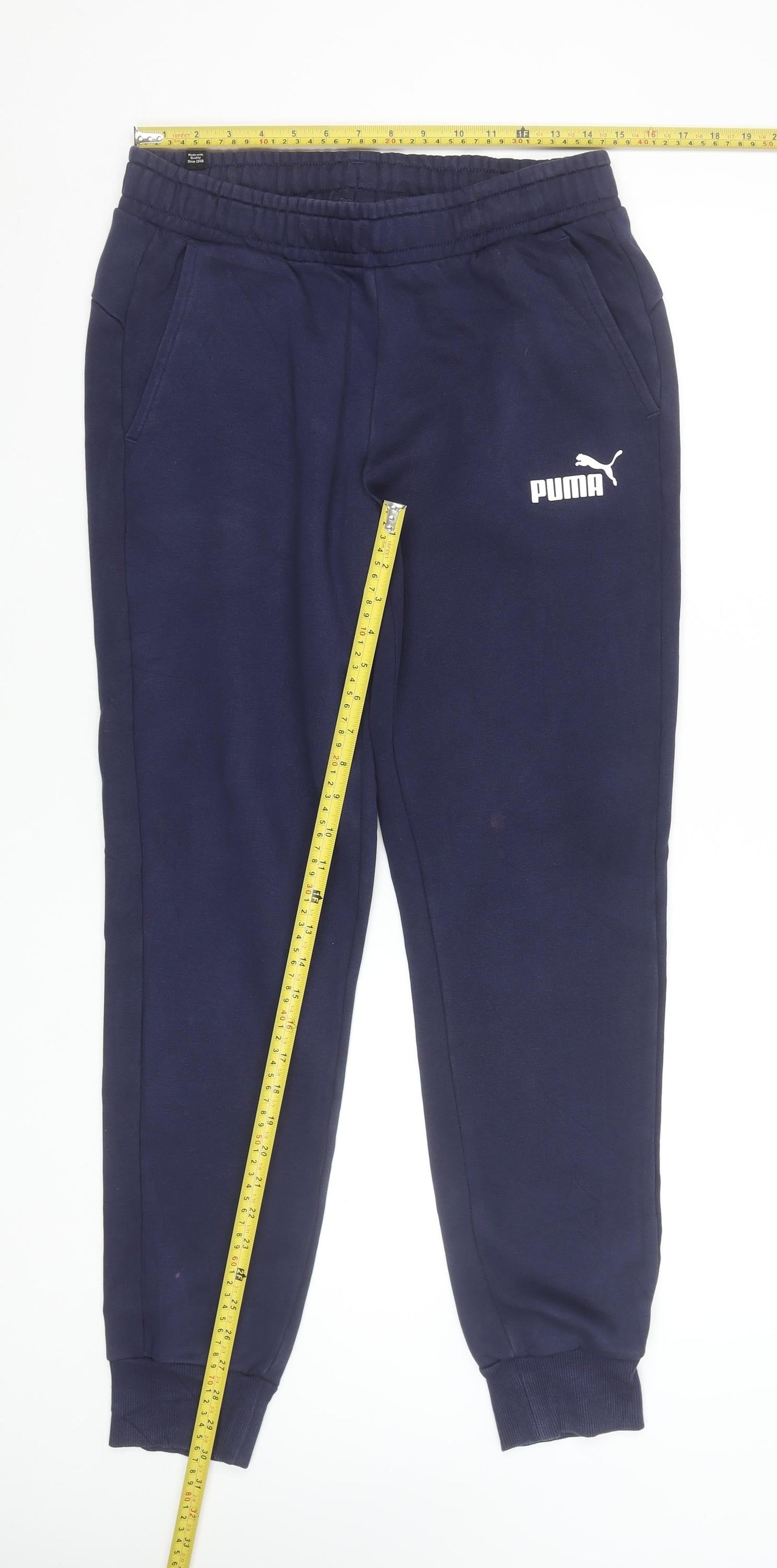 Mens UK Size M PUMA Regular Fit Jogger Blue Trousers