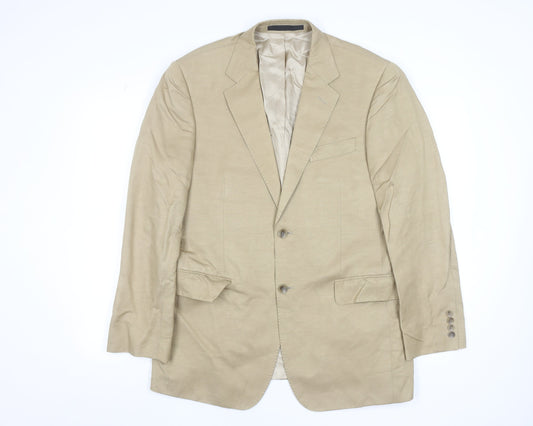Marks and Spencer Men's Beige 40 Chest Silk Linen Blazer Jacket