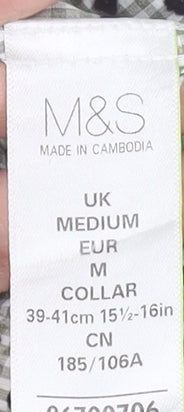 Mens UK Collar Size M Marks and Spencer Smart Green  Dress Shirt