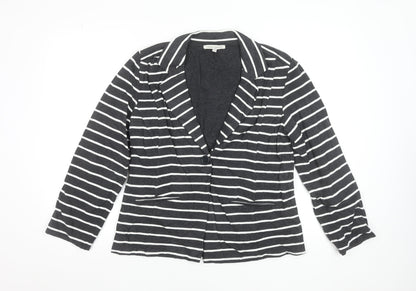 Laura Ashley Women’s Black White Striped Cotton Blazer UK 14