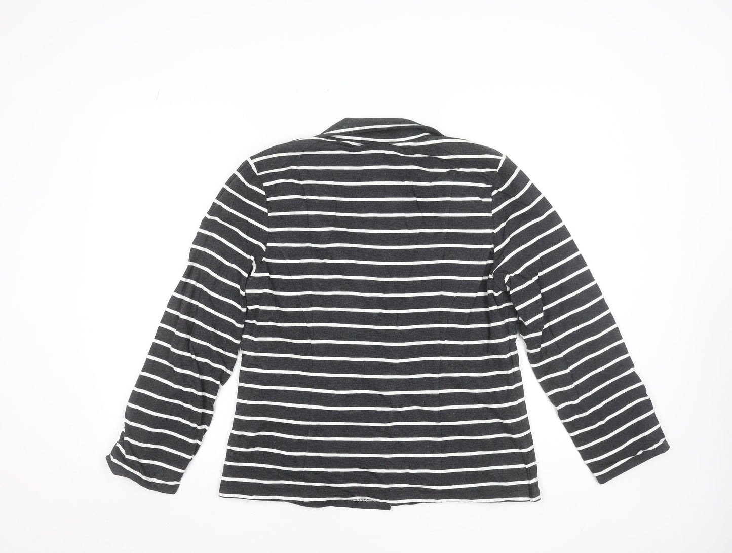Laura Ashley Women’s Black White Striped Cotton Blazer UK 14